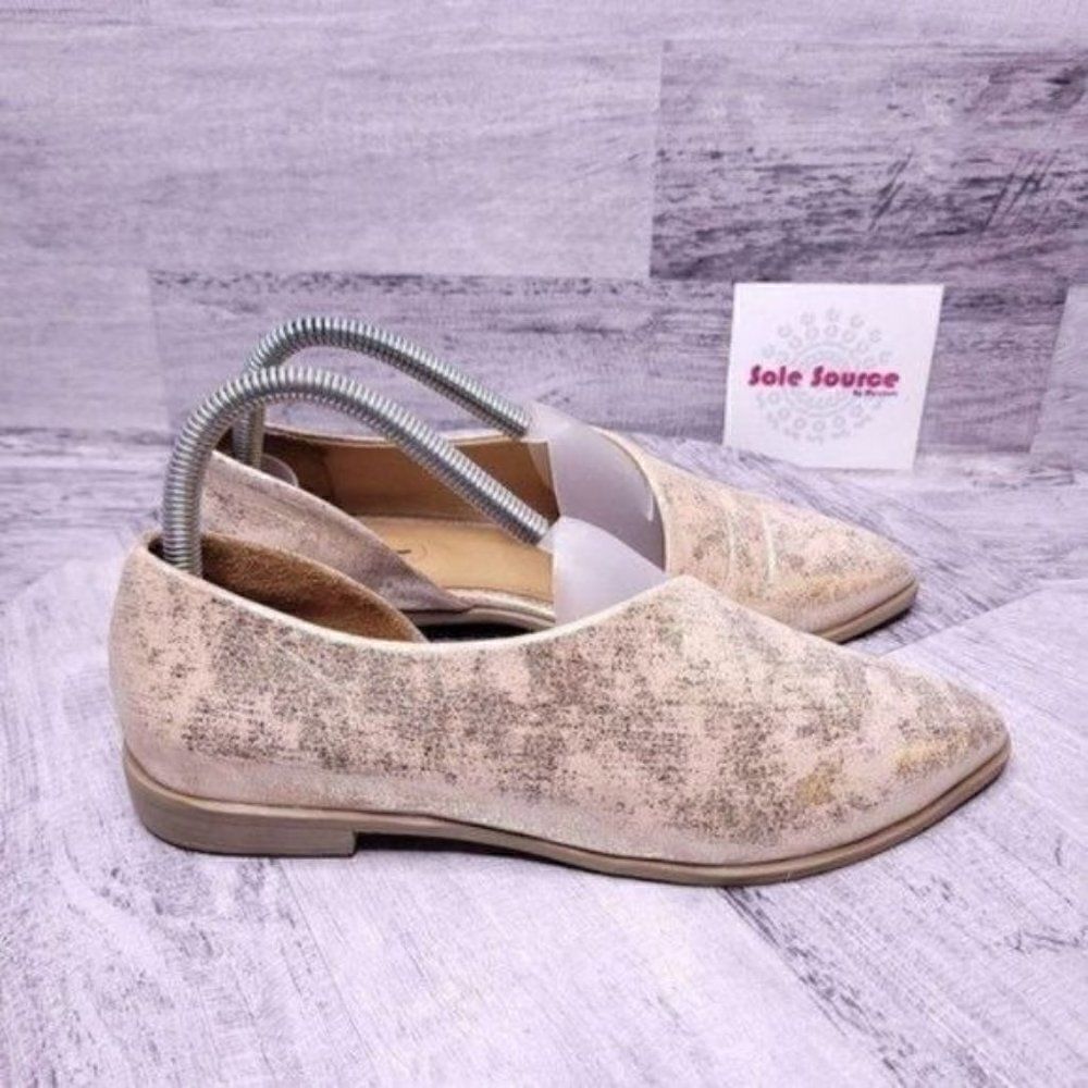 Bueno Brandi Half D'Orsay Metallic Slip on Flat Nude Gold Sz 37 Women's sz 6.5/7
